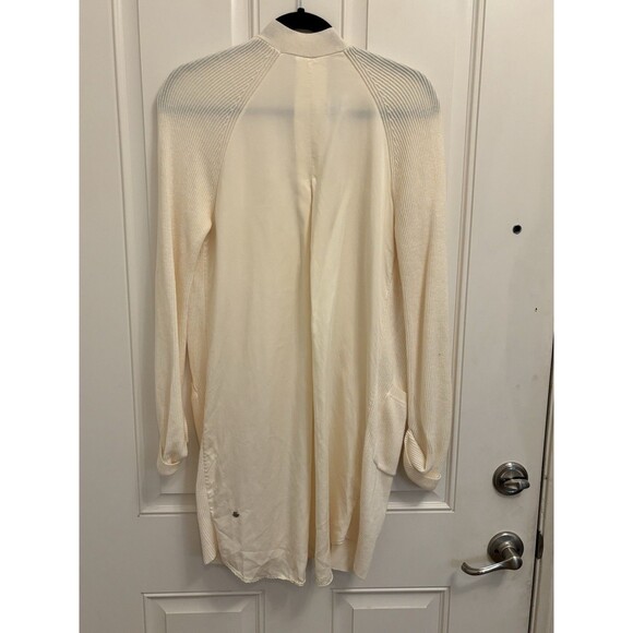 Lululemon Still At Ease Wrap M Ivory Cashmere Blend duster open Cardigan Sweater - Picture 6 of 9